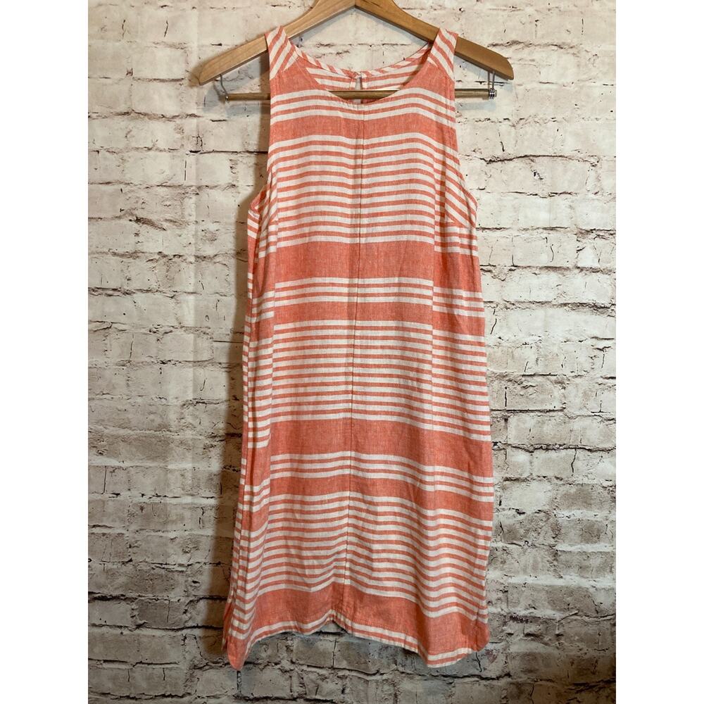 Old Navy Tank Dress Womens Small Peach Orange Striped Sleeveless Beachy